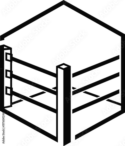 Boxing ring icon vector with sports arena outline, fight stage symbol, and minimal line design illustration