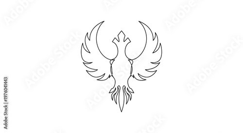Canvas Print Phoenix Logo Outline Vector Art - Mythical Bird Symbol
