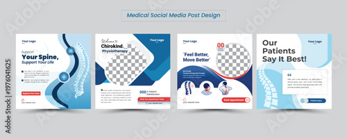 modern chiropractic and physiotherapy clinic social media template design