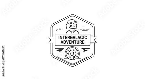 Intergalactic Adventure Badge Icon - Sci-Fi Space Exploration Emblem