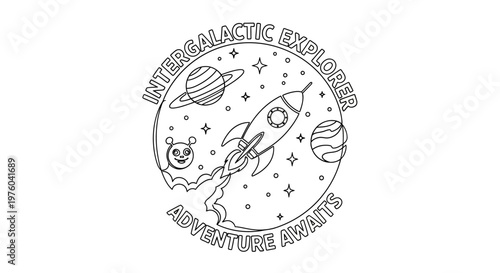 Intergalactic Explorer Rocket Ship Adventure Awaits Space Cartoon
