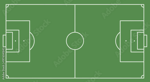 Empty Green Football Soccer Field Top View, Ready for Play