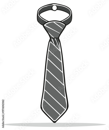 Gray Striped Necktie Classic Style Fashion Icon Clip Art Illustration for Clothing Accessory