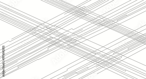 Abstract minimalist geometric lines on white background representing technology and data.