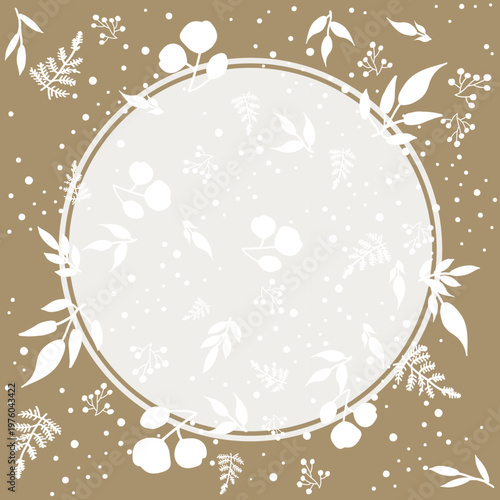 christmas card. christmas tree and snowflakes.