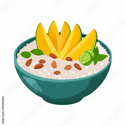 Tropische Mango-Reis Bowl