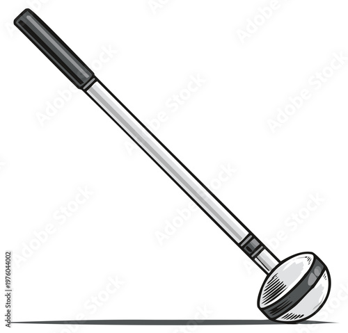 Vintage hand drawn golf mallet putter club in a retro comic book style