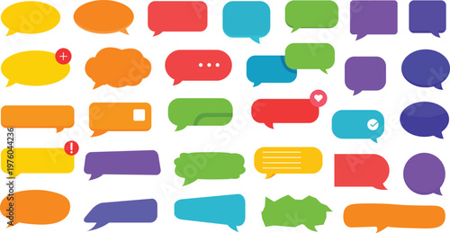 Colorful speech bubble collection bundle. Flat modern trendy style. Editable shape vector illustration
