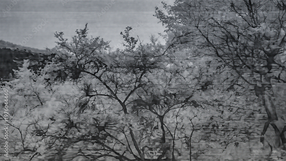 Naklejka premium Artistic infrared photography of Iceland forest highlighting trees, contrast, and atmosphere