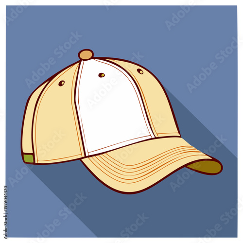 Stylized Baseball Cap Illustration with Curved Visor and Button Detail Sports Headwear Image