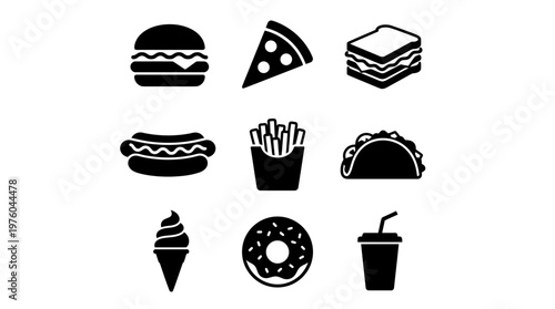 Fast Food Icons Set Included.