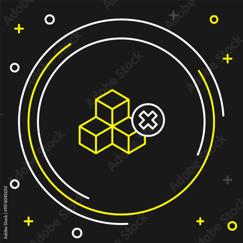 Line No sugar free icon isolated on black background. Sugar cubes. Sweet, nutritious, tasty. Refined sugar. Colorful outline concept. Vector