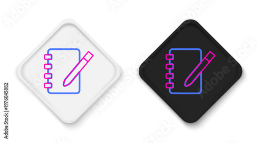 Line Notebook icon isolated on white background. Spiral notepad icon. School notebook. Writing pad. Diary for school. Colorful outline concept. Vector