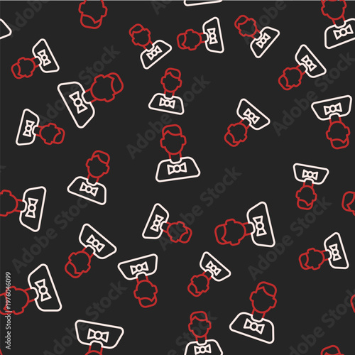 Line Casino dealer icon isolated seamless pattern on black background. Casino croupier. Vector
