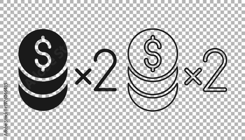 Black Casino chip with dollar symbol icon isolated on transparent background. Casino gambling. Vector