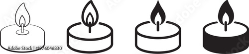Candle icon, tealight flame vector, warm illumination symbol, soft burning glow, decor and memorial themes, minimal fire pictogram illustration
