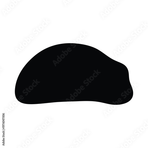 Black beret silhouette on a plain white background, isolated headwear fashion accessory