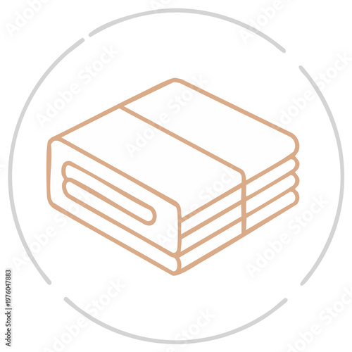 Minimalist outline drawing of stacked folded towels ready to use in a bathroom