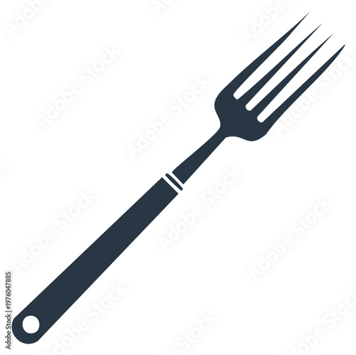 Simple dark fork icon. Kitchen utensil, cutlery, and flat dining tool vector illustration for food concepts.