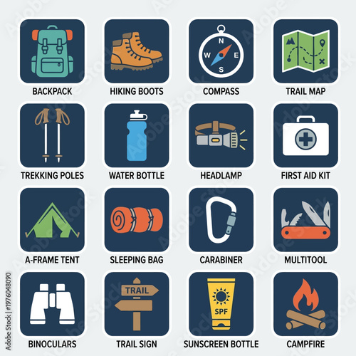 Outdoor Adventure Gear Collection Essential Items for Camping Hiking and Exploration