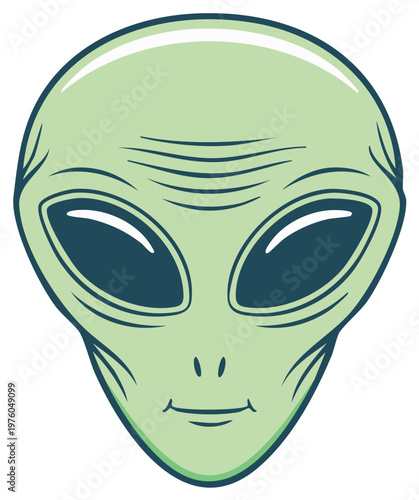 Extraterrestrial Face with Large Eyes. Alien from Outer Space Illustration