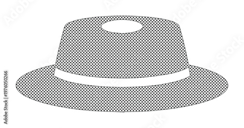 Minimalist boater hat vector illustration, classic straw hat icon with flat top and ribbon, summer fashion headwear graphic for travel and vacation