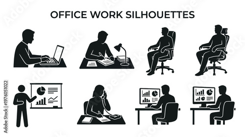 Office workers in various positions.
