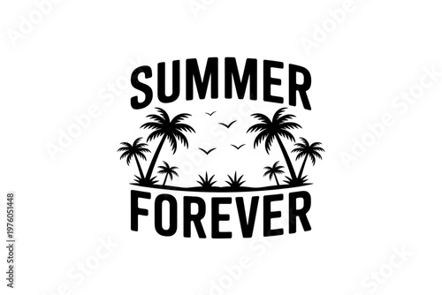 Summer Forever Tropical Illustration With Palm Trees