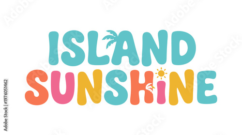 Island Sunshine Colorful Text Logo.