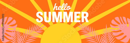 Bright Summer Greeting Graphic Design With Sun Rays