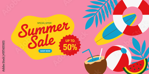 Bright Summer Sale Graphic Design With Discount Offer