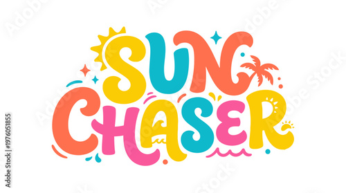 Photography Colorful Sun Chaser Text Logo.