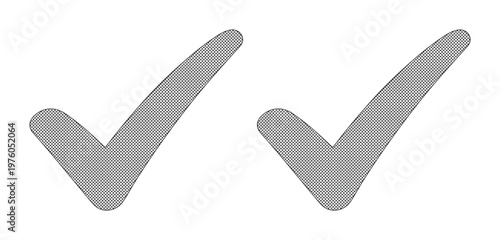 Minimalist check mark icons, grey tick symbols, approved validation signs for business interface