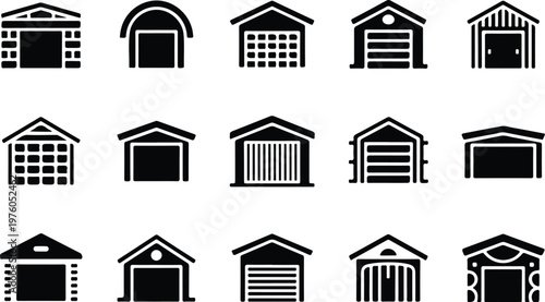 Garage Silhouette Icon Car Parking Outline Building Design