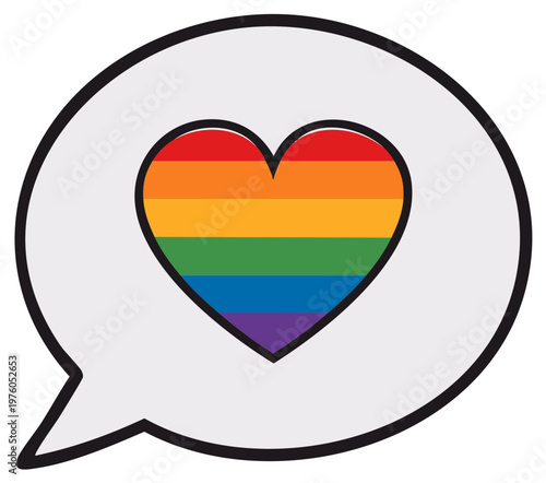 Free Download Rainbow Heart in Speech Bubble Symbolizing Gay Rights, Love and Expression - GFXLoad