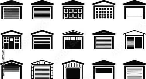 Garage Silhouette Icon Car Parking Outline Building Design