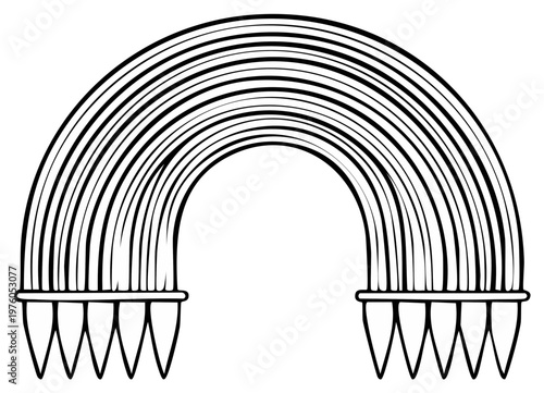 Stylized Arch Rainbow Illustration Outline Graphic Element