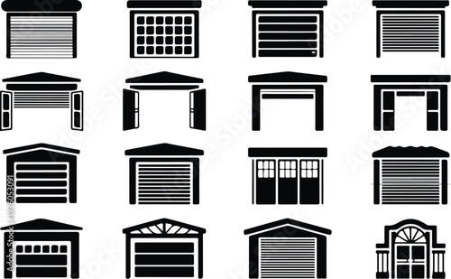 Garage Silhouette Icon Car Parking Outline Building Design