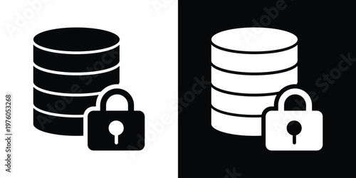 Professional vector icon of a database cylinder with an open padlock. Represents data accessibility, security bypass, decrypted storage, and open-source information management systems.