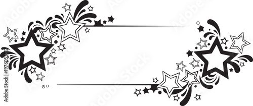 Abstract Star Burst Frame Border with Decorative Elements Minimal Line Art Vector for Festive Banner and Card Design