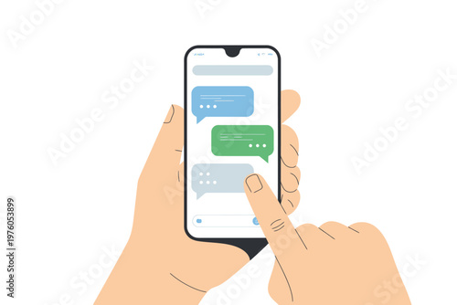 Person Using Smartphone Messaging App Interface