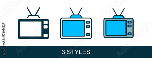 Filled outline Retro tv icon isolated on white background. Television sign. Vector