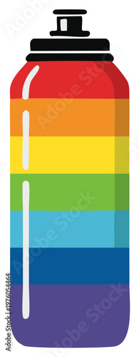 Colorful water bottle illustration. Rainbow design with sport cap for hydration.