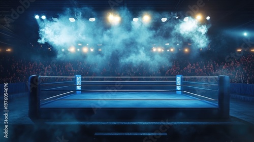 Exciting wrestling ring ready for the main event