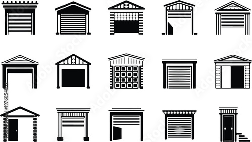 Garage Silhouette Icon Car Parking Outline Building Design