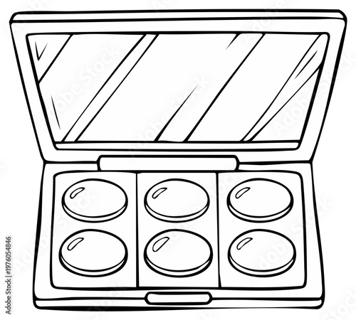 Cosmetic Palette with Mirror Outline Illustration for Coloring and Design