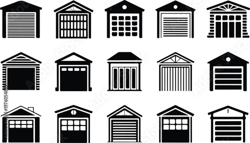 Garage Silhouette Icon Car Parking Outline Building Design