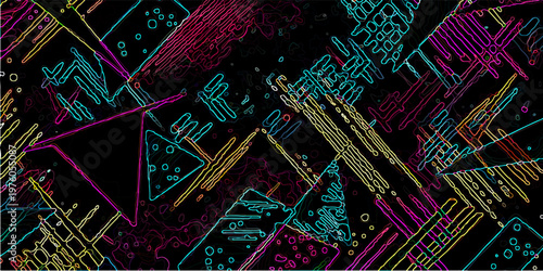 Colorful 80s or 90s Retro pattern, shapes and design for print, textile or background