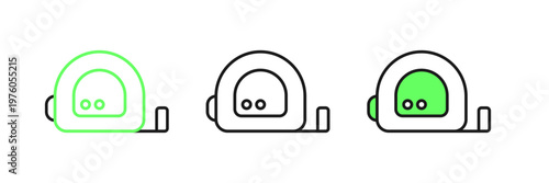 Set line Roulette construction icon isolated on white background. Tape measure symbol. Vector