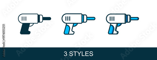 Filled outline Electric drill machine icon isolated on white background. Repair tool. Vector